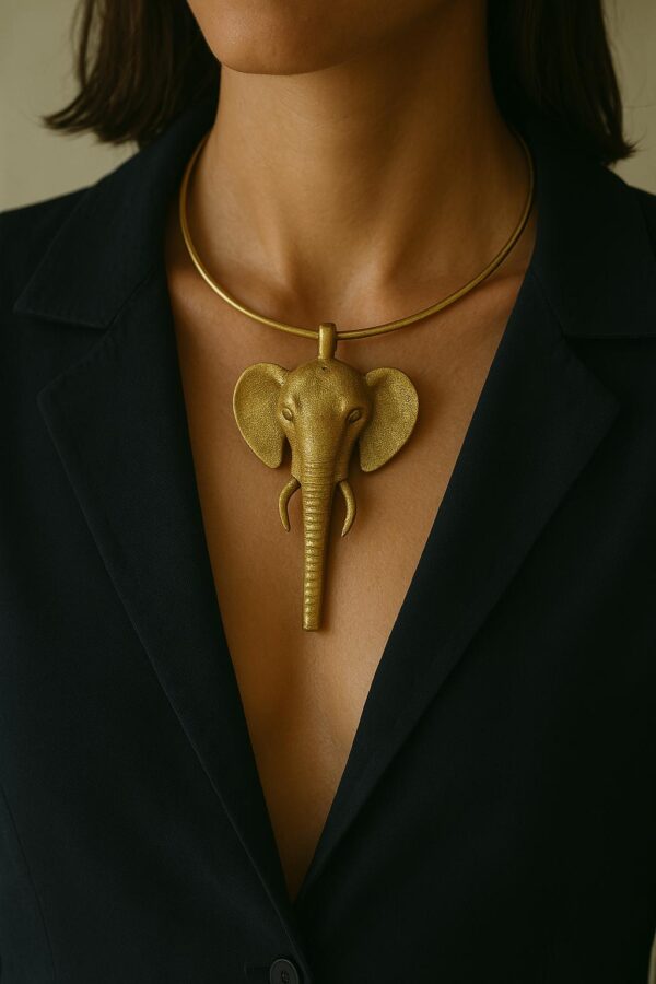 Collar Cabeza de Elefante- Baño de Oro - Imagen 2