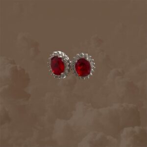 Plata 925 Pendiente "Luz Imperial Rojo Rubí"