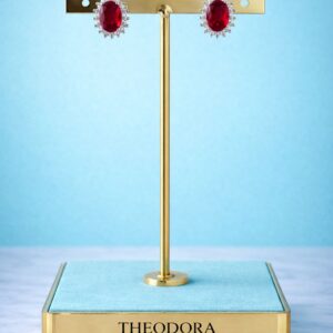 Plata 925 Pendiente "Luz Imperial Rojo Rubí"