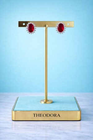 Plata 925 Pendiente "Luz Imperial Rojo Rubí"