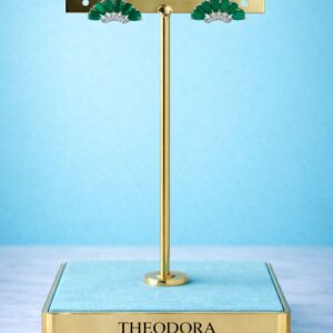 Plata 925 Pendiente  " Abanico esmeralda"