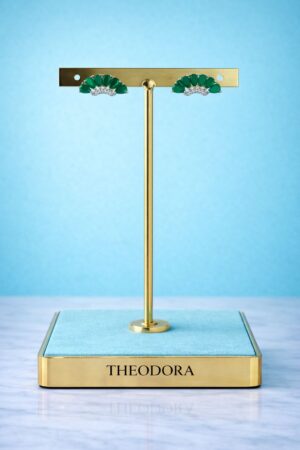 Plata 925 Pendiente  " Abanico esmeralda"