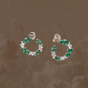 Plata 925 " Aros jardín de esmeraldas"