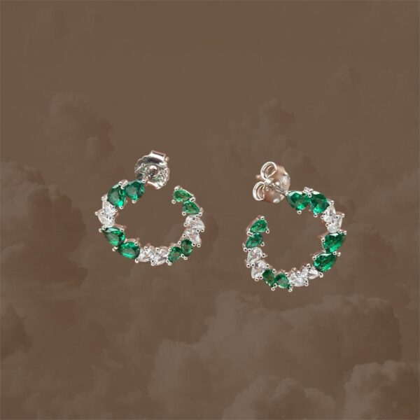 Plata 925 " Aros jardín de esmeraldas"