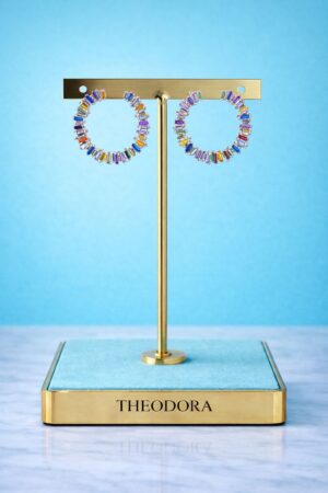 Plata 925 Pendiente " Aros Aurora Multicolor"