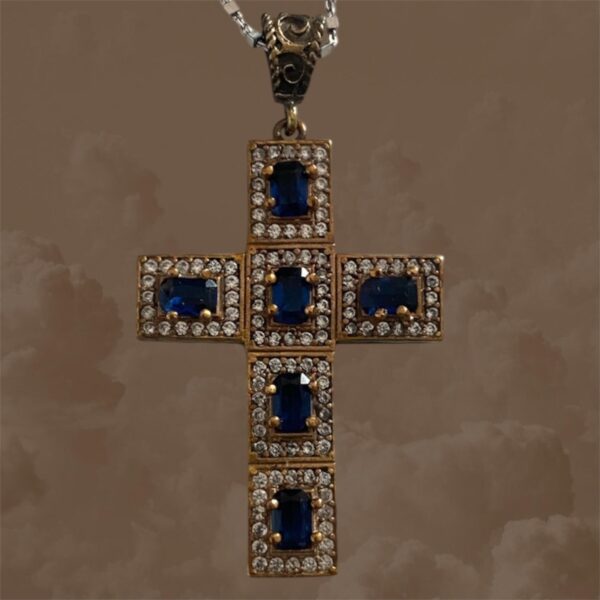 Plata 925- Cruz Imperial Azul