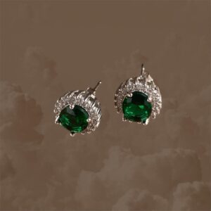 Plata 925 Pendiente "Luz Imperial verde esmeralda"