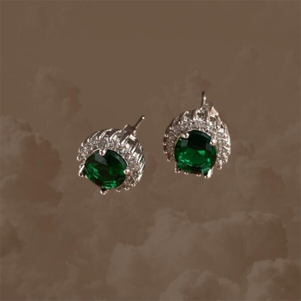 Plata 925 Pendiente "Luz Imperial verde esmeralda"