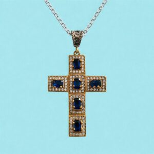 Plata 925- Cruz Imperial Azul